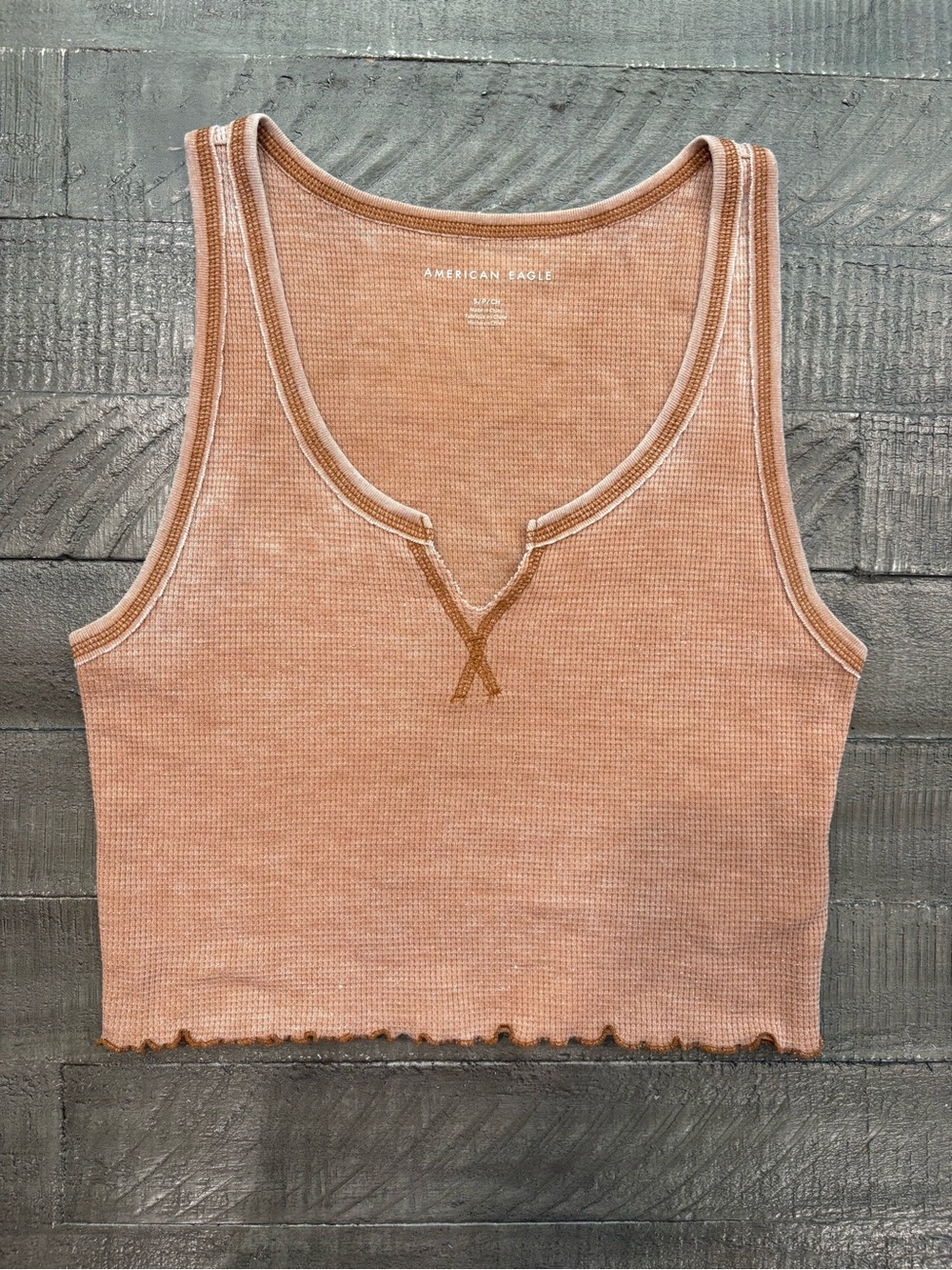 American Eagle Outfitters Women's Ribbed Crop Tank Top Dusty Peach Size S